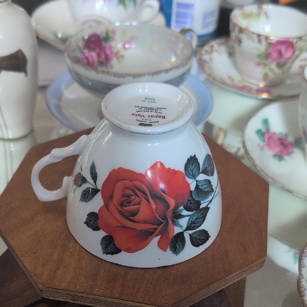 Royal Vale Floral Teacup with Red Rose Design